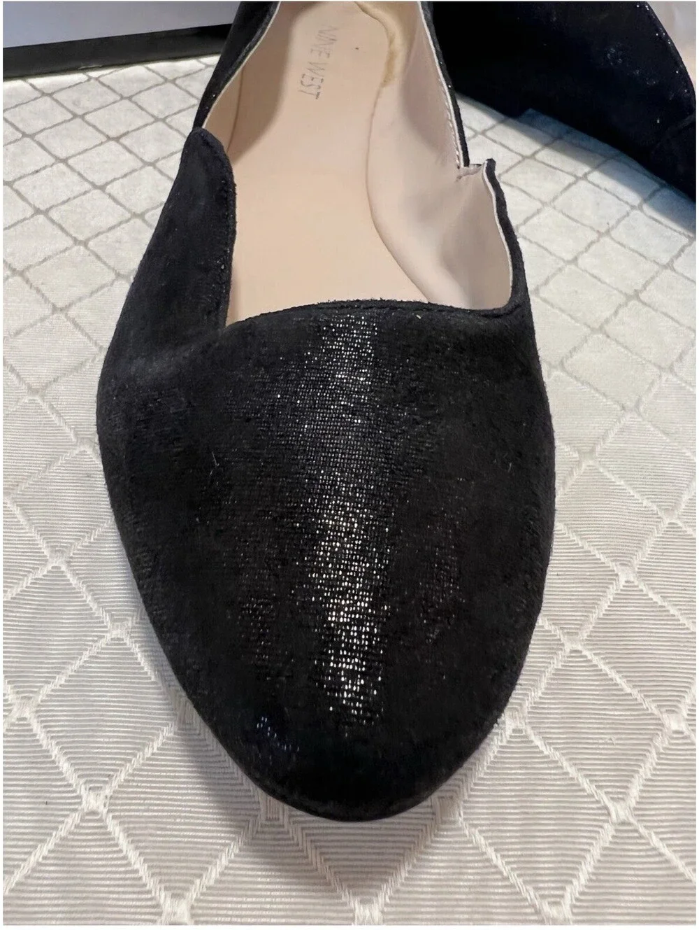 Nine West Black Suede Ballet Flats: Size 7.5